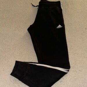 Adidas Black Joggers with White Stripes